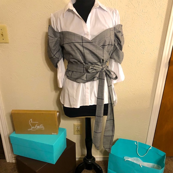 Sexy Layered button up/ wrap blouse (s) - Picture 1 of 5